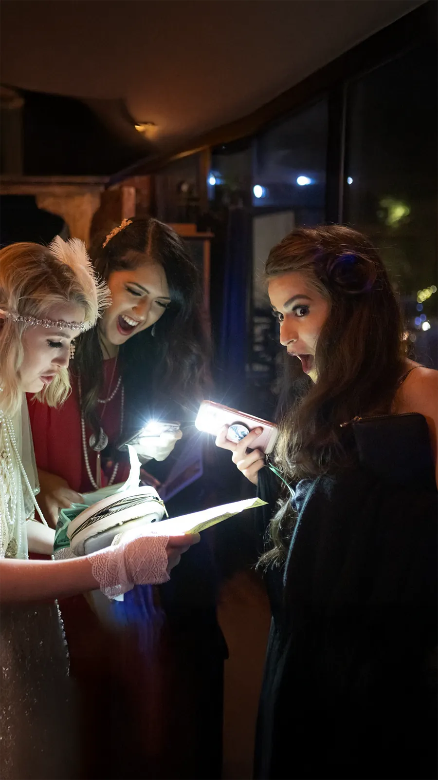 Guests at a Murder Mystery Company public dinner show in Manchester